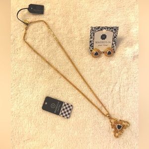 Magnolia & Vine Snap Necklace & Earrings, with Interchangeable Snaps, Gold Tone